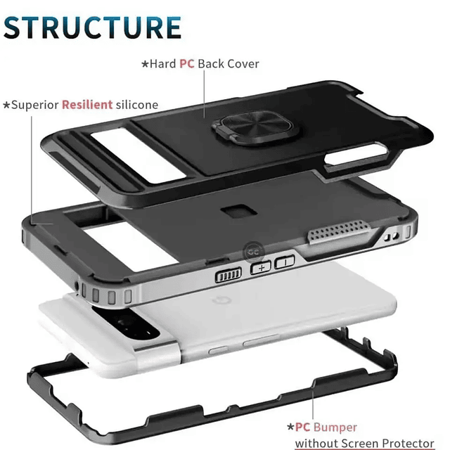 Case Google Pixel 7 Pro / 6 Pro - Armadura 360 Heavy Duty + Anillo