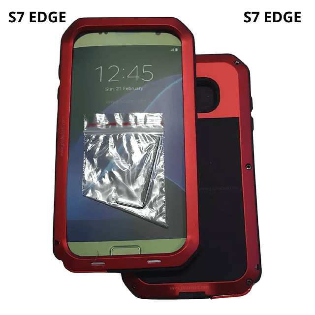 Case Metálico Samsung Galaxy S7 Edge - Armadura Roja 360°