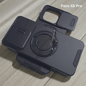 Case Poco X6 Pro 5G con Protector de Cámara y Soporte Metálico Inclinable 360