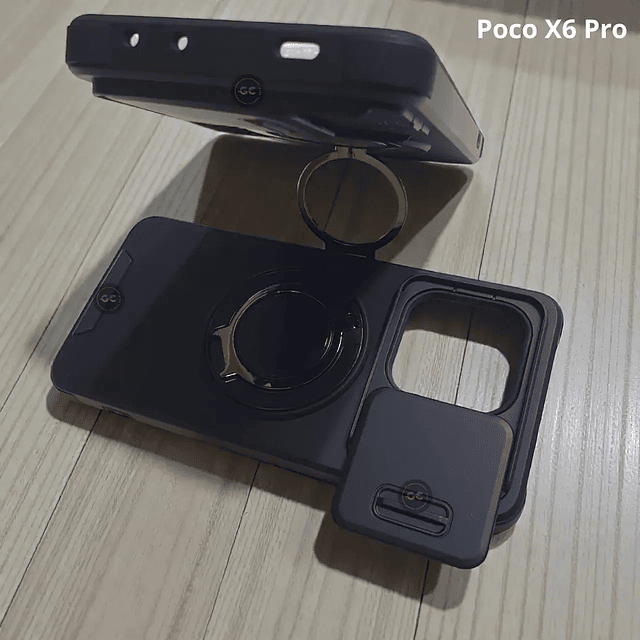 Case Poco X6 Pro 5G con Protector de Cámara y Soporte Metálico Inclinable 360