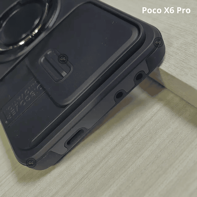 Case Poco X6 Pro 5G con Protector de Cámara y Soporte Metálico Inclinable 360
