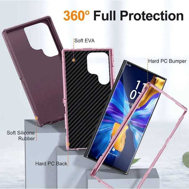Case 360 Galaxy S22 Ultra - Blindaje Industrial Violeta / Rosado
