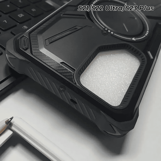 Case Antishock 360° Samsung S22 Ultra con Soporte Metálico y MagSafe con Marco Frontal
