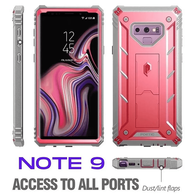 Case Galaxy Note 9 c/ Parador Vertical y Horizontal c/ Mica Integrada para Damas