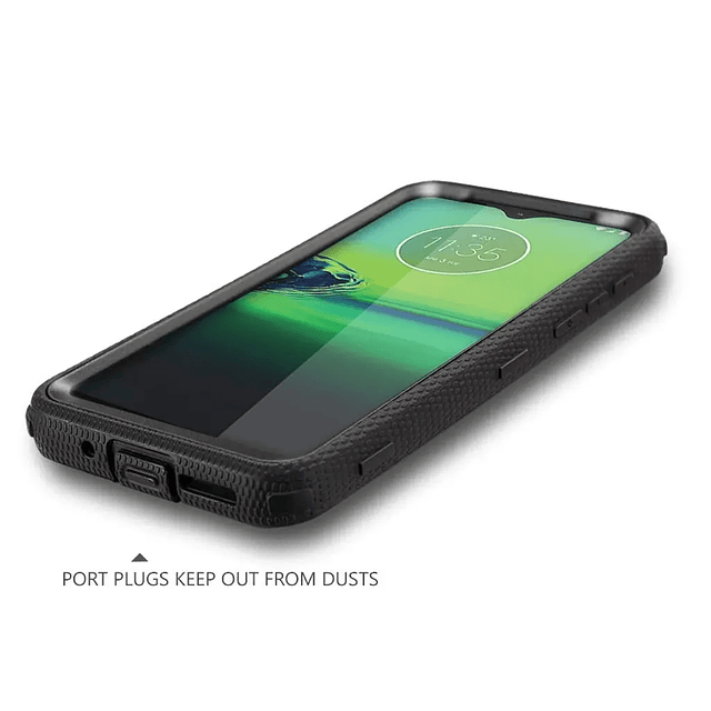 Case Moto G8 Plus G8 Play One Macro con Vidrio Templado con Clip Correa 