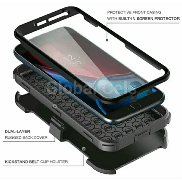 Case Motorola Moto G4 Plus G4 con Soporte Inclinable con Clip para Correa ó Cinturón