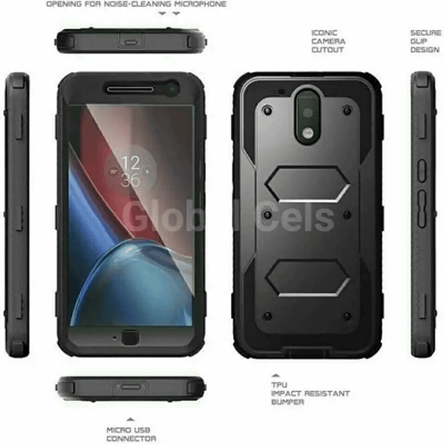 Case Motorola Moto G4 Plus G4 con Soporte Inclinable con Clip para Correa ó Cinturón