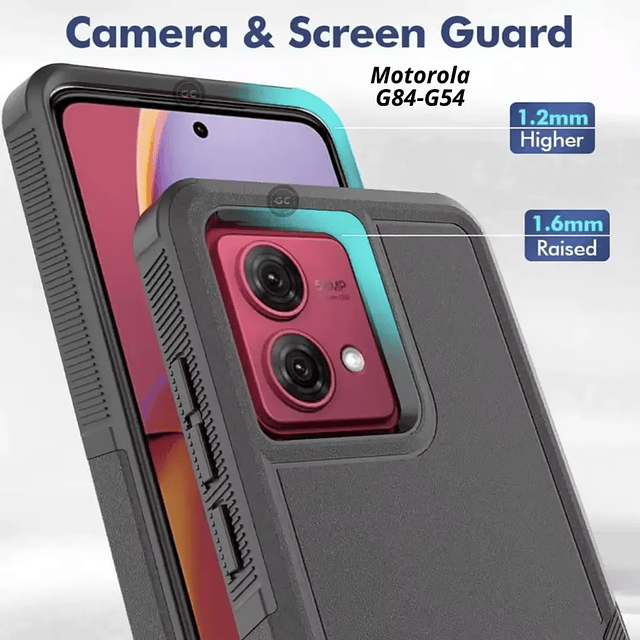 Case Motorola Moto G54 / Moto G84 Carcasas Antishock Recias Gruesas de Bordes Elevados