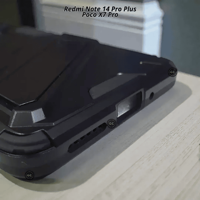 Case Redmi Note 14 Pro Plus Antishock con Escudo Cámara y Soporte Inclinable