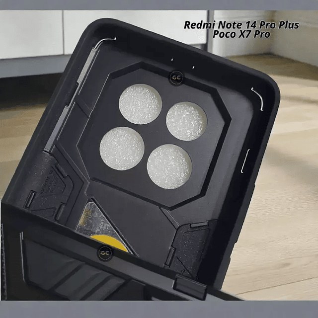 Case Redmi Note 14 Pro Plus Antishock con Escudo Cámara y Soporte Inclinable