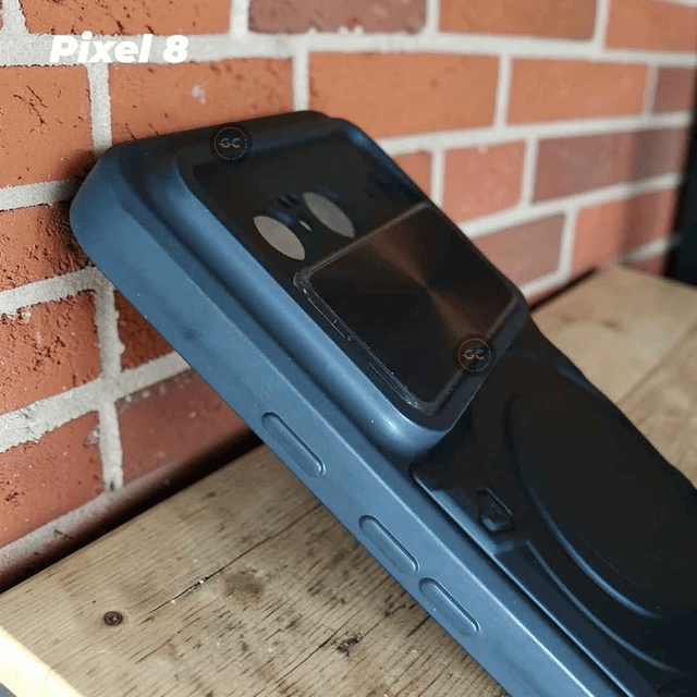 Case Google Pixel 8 Negro con Tapa Cámara Soporte Metálico y Compatible Carga Inalámbrica