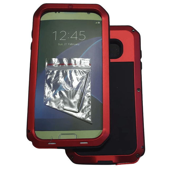 Case Metálico Antishock - Galaxy S7 Edge (Rojo) / Note 8 (Amarillo) 360°