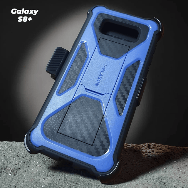 Case Galaxy S8+ Plus i-Blason Transformer con Clip de Correa + Soporte Video + Fibra de Carbono