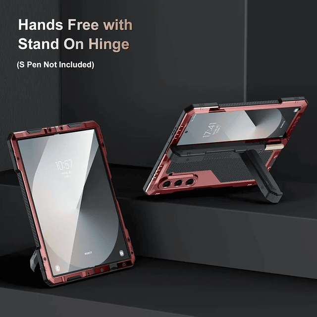 Case Metálico Galaxy Z Fold 6 con Ranura S-Pen + Soporte Video + Blindaje 360 Militar