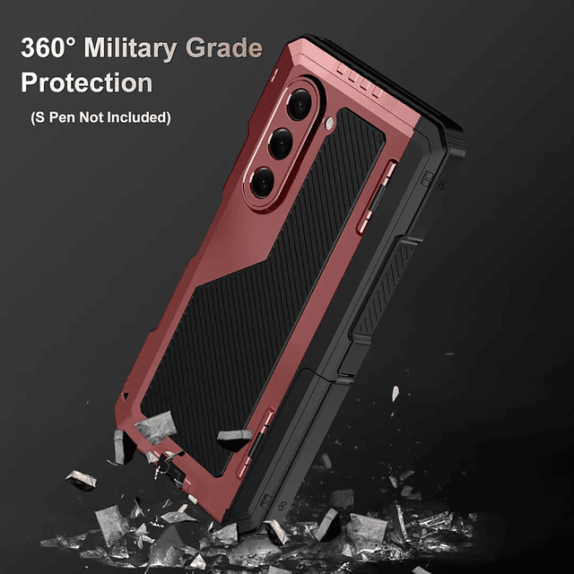 Case Metálico Galaxy Z Fold 6 con Ranura S-Pen + Soporte Video + Blindaje 360 Militar
