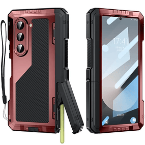 Case Metálico Galaxy Z Fold 6 con Ranura S-Pen + Soporte Video + Blindaje 360 Militar