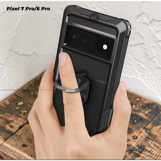 Case Google Pixel 7 Pro / 6 Pro Funda 360 de 3 Piezas con Soporte Metálico e Imán de Auto