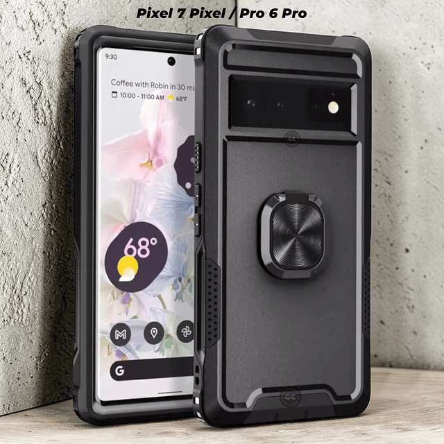 Case Google Pixel 7 Pro / 6 Pro Funda 360 de 3 Piezas con Soporte Metálico e Imán de Auto