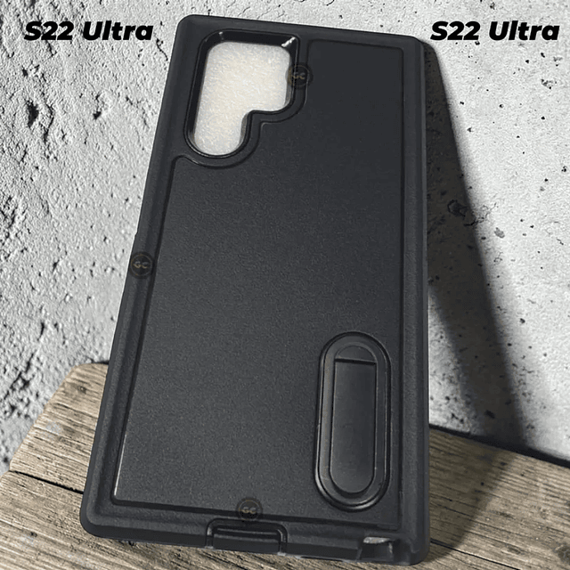 Case Samsung S22 Ultra Rosa/Negro c/ Sistema Antishock Triple Capa y Soporte de Video