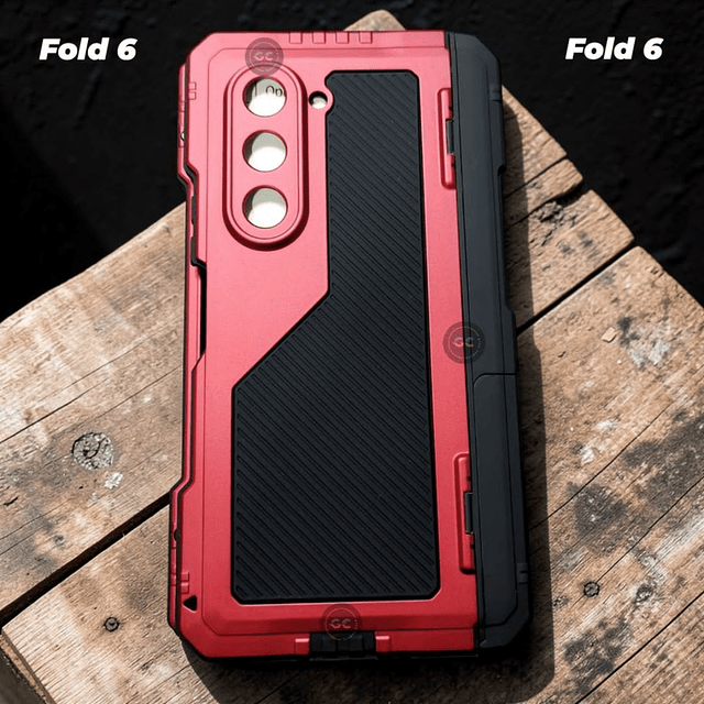 Carcasa Galaxy Z Fold 6 con Estructura Metálica + Soporte + Slot S-Pen Protector Grado Militar