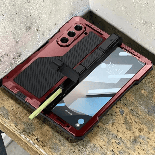 Carcasa Galaxy Z Fold 6 con Estructura Metálica + Soporte + Slot S-Pen Protector Grado Militar