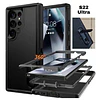 Carcasa Blindada 3 Piezas Samsung S22 Ultra con Soporte y Bordes Elevados