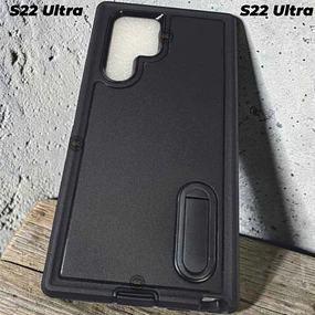 Carcasa Blindada 3 Piezas Samsung S22 Ultra con Soporte y Bordes Elevados