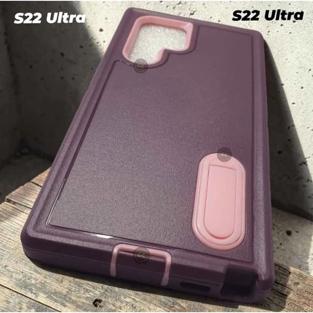 Carcasa Blindada 3 Piezas Samsung S22 Ultra con Soporte y Bordes Elevados