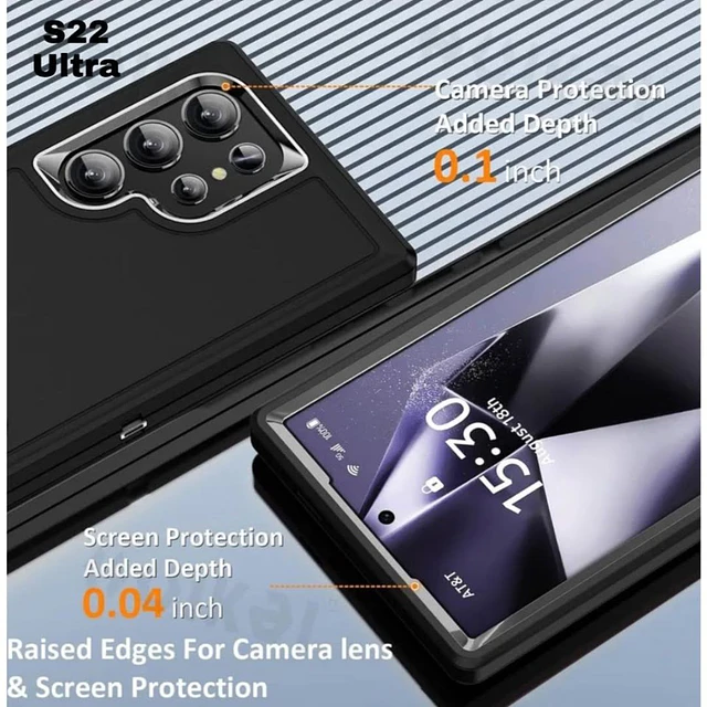Carcasa Blindada 3 Piezas Samsung S22 Ultra con Soporte y Bordes Elevados
