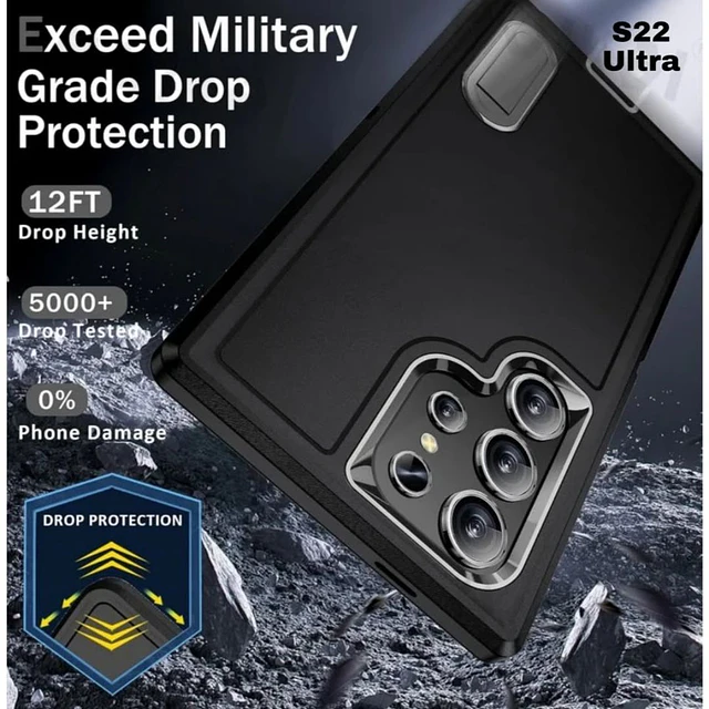 Carcasa Blindada 3 Piezas Samsung S22 Ultra con Soporte y Bordes Elevados