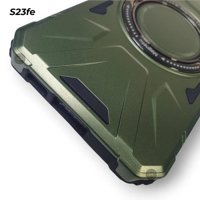 Carcasa Galaxy S23 FE Verde con Soporte y Bordes Antigolpes para Magsafe