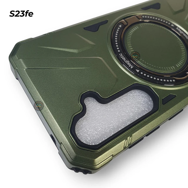 Carcasa Galaxy S23 FE Verde con Soporte y Bordes Antigolpes para Magsafe