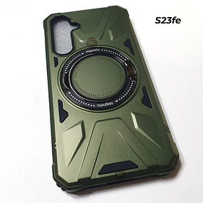Carcasa Galaxy S23 FE Verde con Soporte y Bordes Antigolpes para Magsafe
