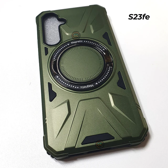 Carcasa Galaxy S23 FE Verde con Soporte y Bordes Antigolpes para Magsafe