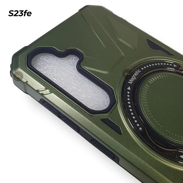 Carcasa Galaxy S23 FE Verde con Soporte y Bordes Antigolpes para Magsafe
