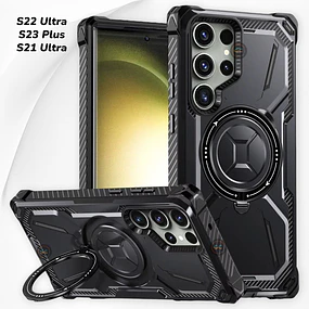 Case MagSafe Antigolpes Samsung S21 Ultra / S22 Ultra / S23 Plus con Parante Metal
