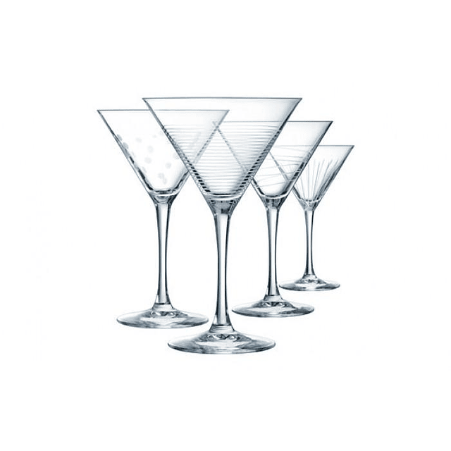 SET 4 COPAS DECORADAS COCKTAIL 300 ML CRISTAL D'ARQUES