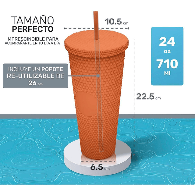 Vaso Tumbler Venti Con Bombilla 710ml Keep Naranja