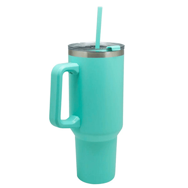 Vaso Mug Térmico Con Asa Y Bombilla Keep 1,1 Lt Turquesa