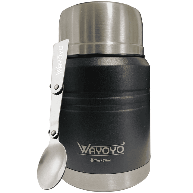 Tarro Termo Comida Acero Inoxidable Wayoyo 510 Ml Negro