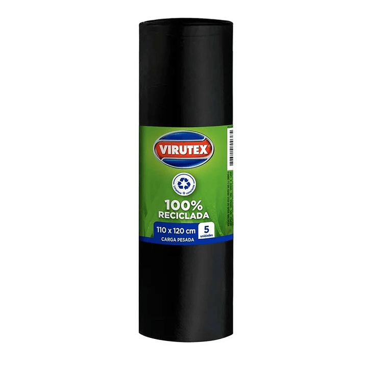 Bolsa de basura Virutex carga pesada 110x120 - Rollo 5u 1