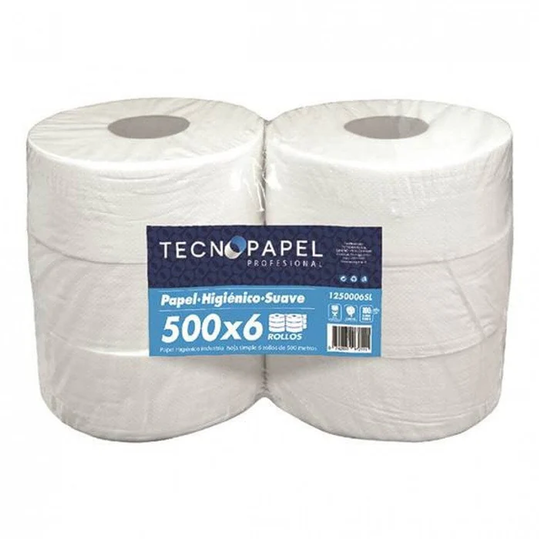 Papel Higiénico Tecnopapel 6 rollos x 500 mts - Hoja Simple 1