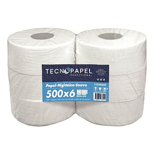 Papel Higiénico Tecnopapel 6 rollos x 500 mts - Hoja Simple