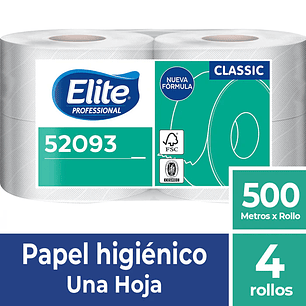 Papel Higiénico Elite 4 rollos x 500 mts - Hoja Simple