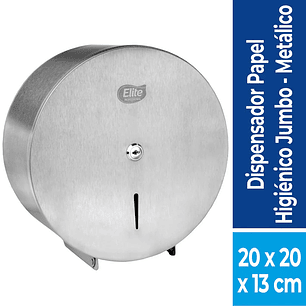 Dispensador Papel Higiénico Elite 20x20x13cm Acero inoxidable