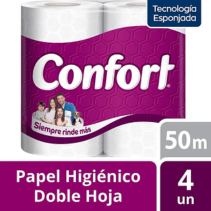 Papel Higienico Confort Panal 4 rollos x 50 mts - Hoja Doble
