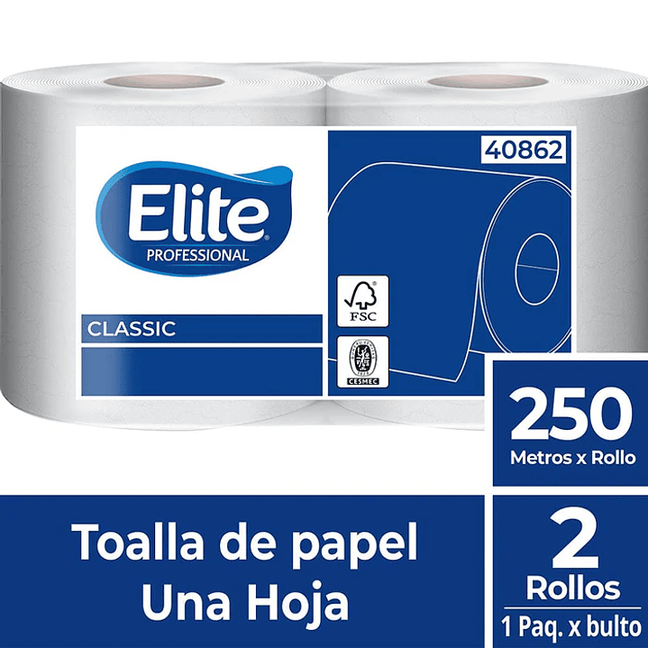 Papel Toalla Jumbo Elite 2 rollos x 250 mts - Hoja Simple 1