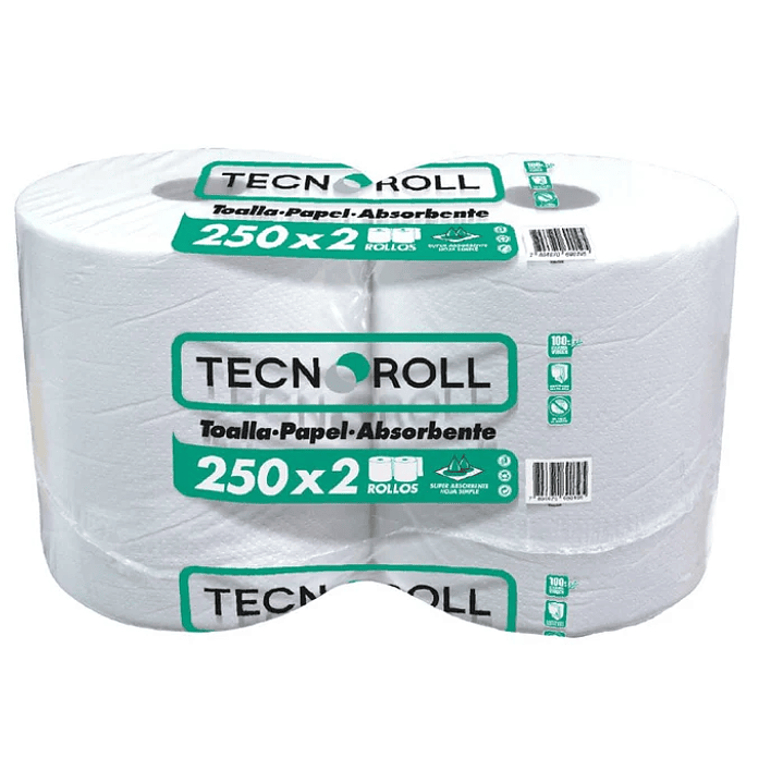 Papel Toalla Tecnoroll 2 rollos x 250 mts - Hoja Simple 1