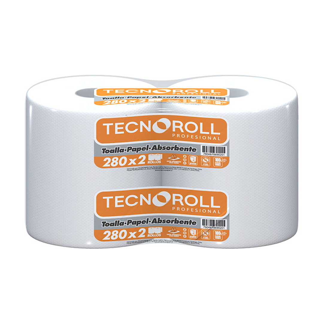 Papel Toalla TecnoRoll 2 rollos x 280 mts - Hoja Simple 1
