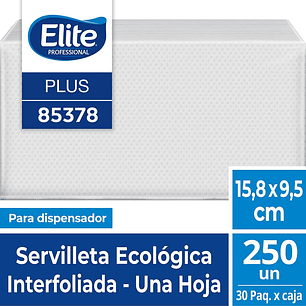 Servilleta Interfoliada Elite Ecológica 250u para dispensador - Hoja simple 